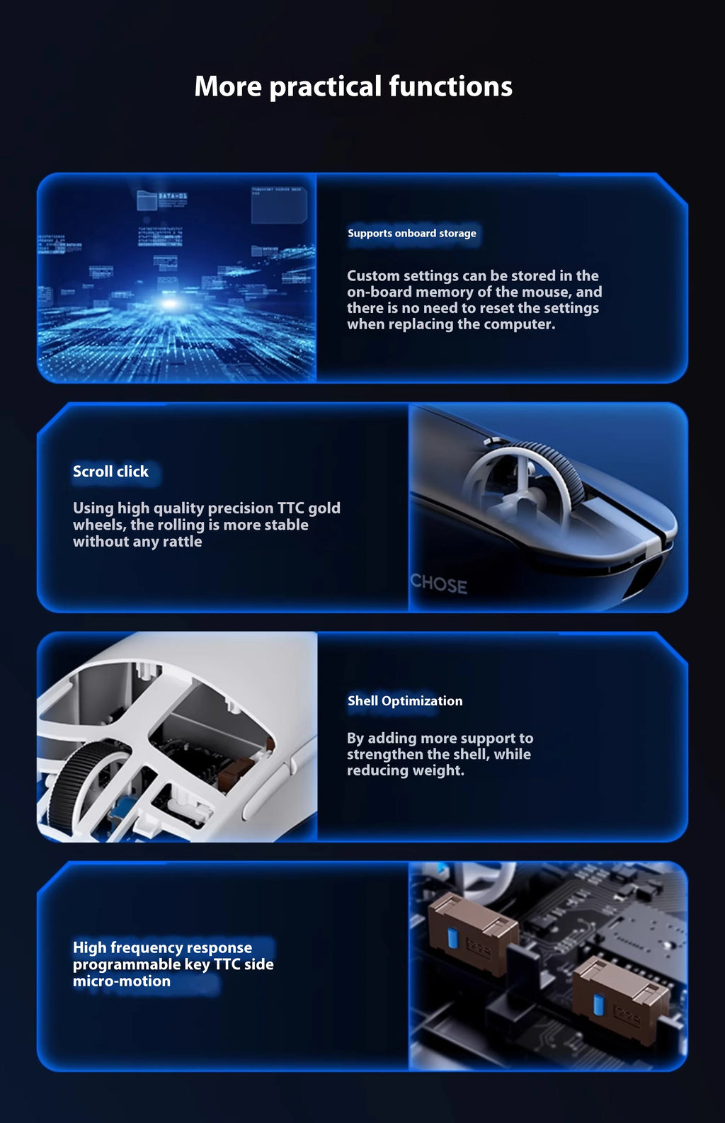 MCHOSE L7 Ultra+ Lightweight Mouse Wireless Tri-mode Bluetooth PAW3395 500mAh PC Esports Laptop Gaming Mice L7 Pro+ ﻿