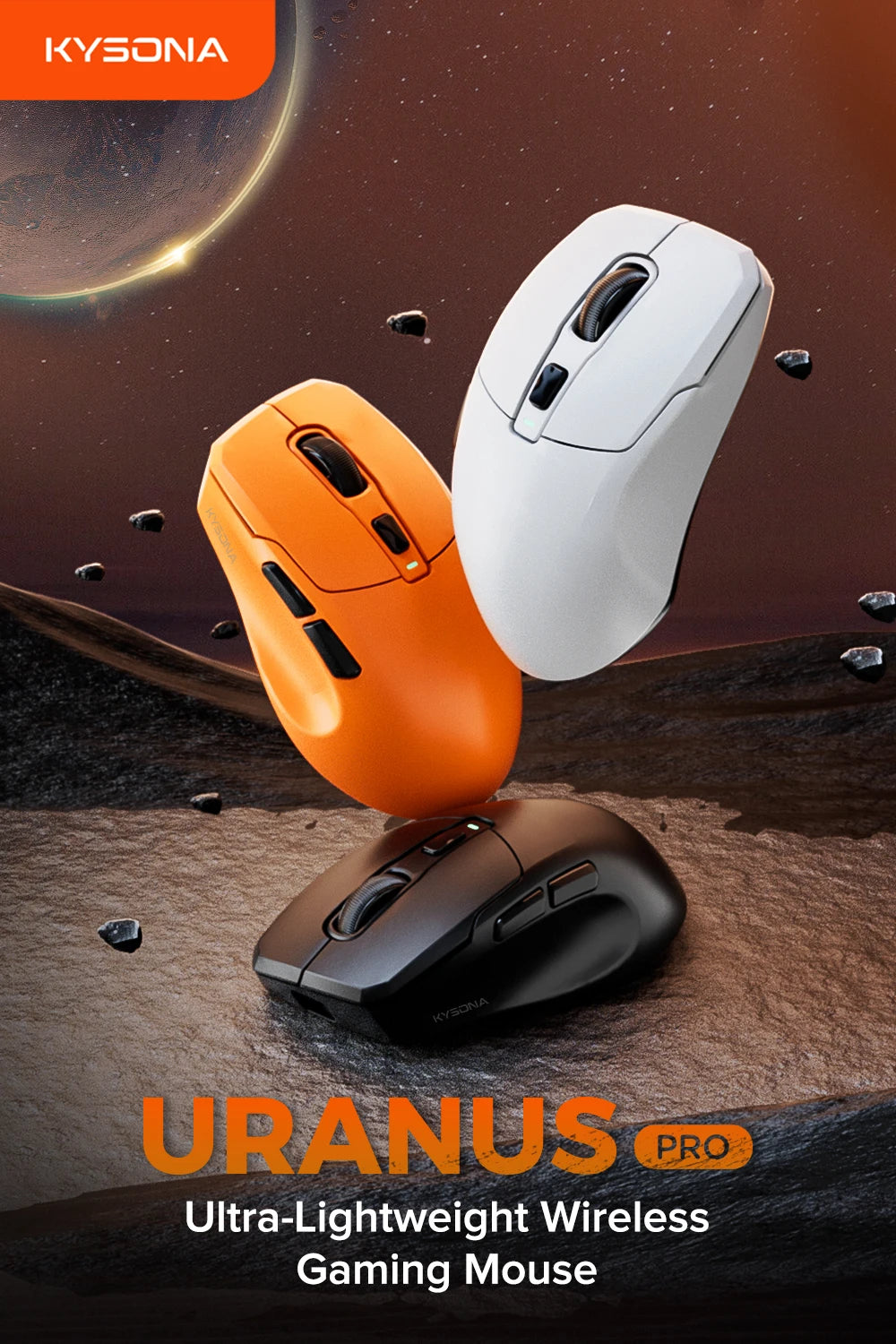 KYSONA Uranus Pro PAW3395 Wireless Gaming Mouse 54g Lightweight 8KHz Polling Rate 26000DPI Ultimate Optical Sensor For Laptop PC