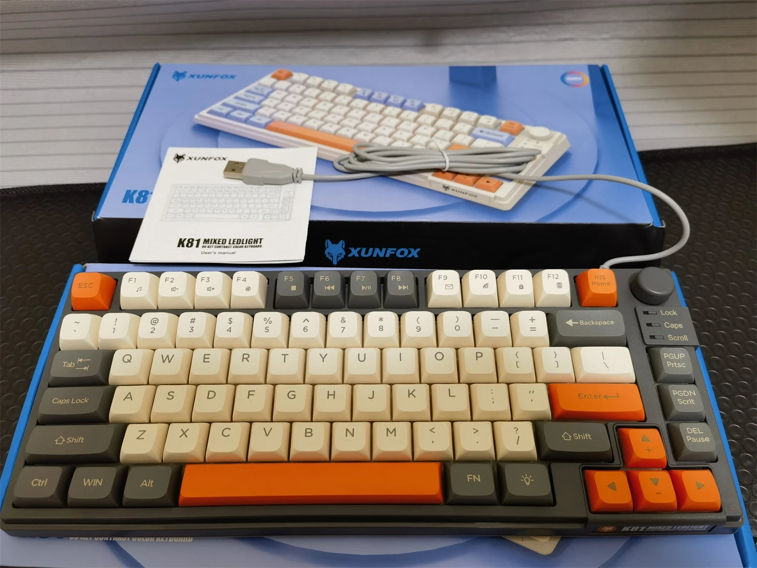 Keyboard K81 Gaming Keyboard 81 Key 80% Layout Spanish Russian Korean Arabic Keyboard USB Wired RGB Light Volume Knob Ergonomics