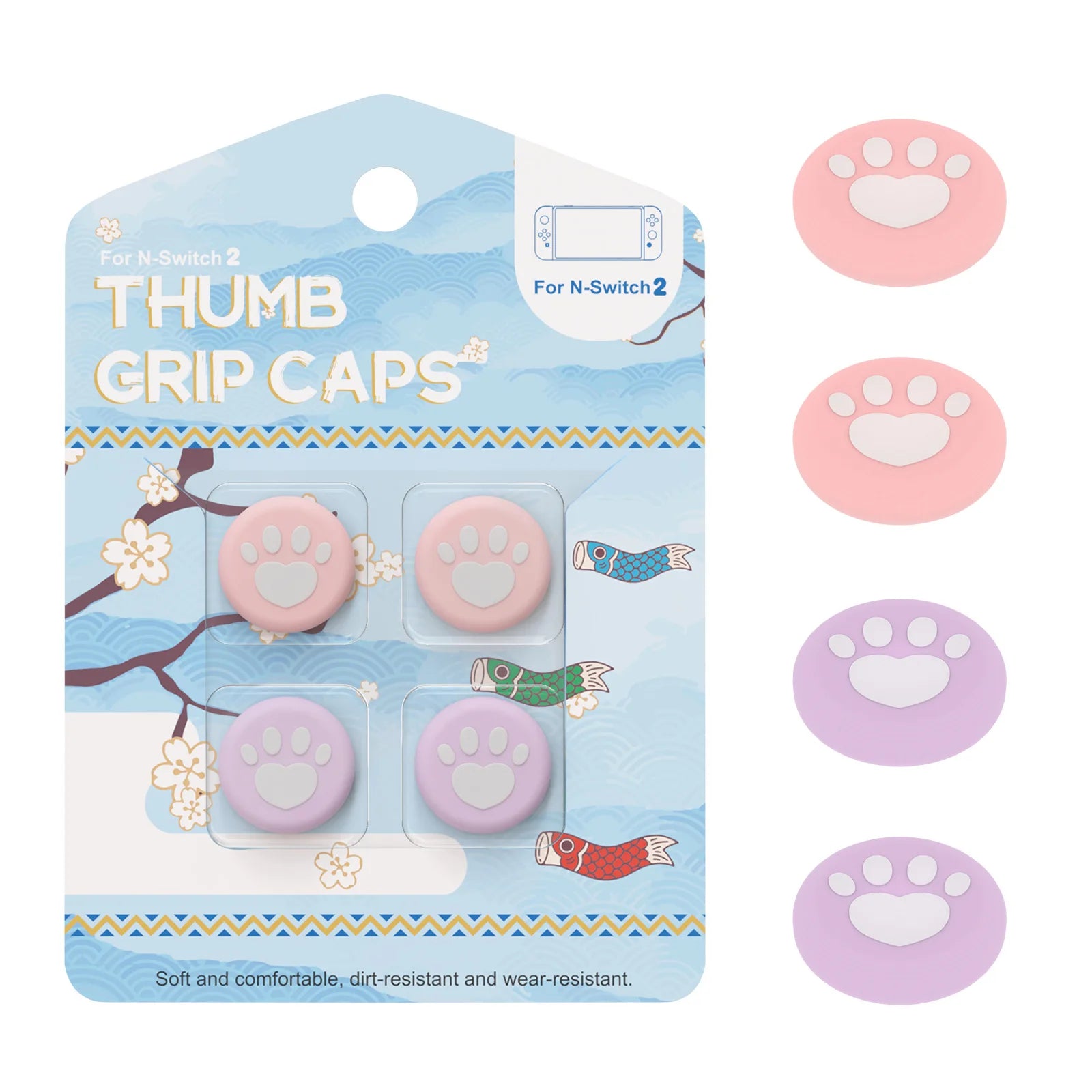 Thumb Skin Grips Caps for Nintendo Switch 2 Joystick Cover Case for Switch2 Silicone Soft Cat Paw Cover Game Console Accessories