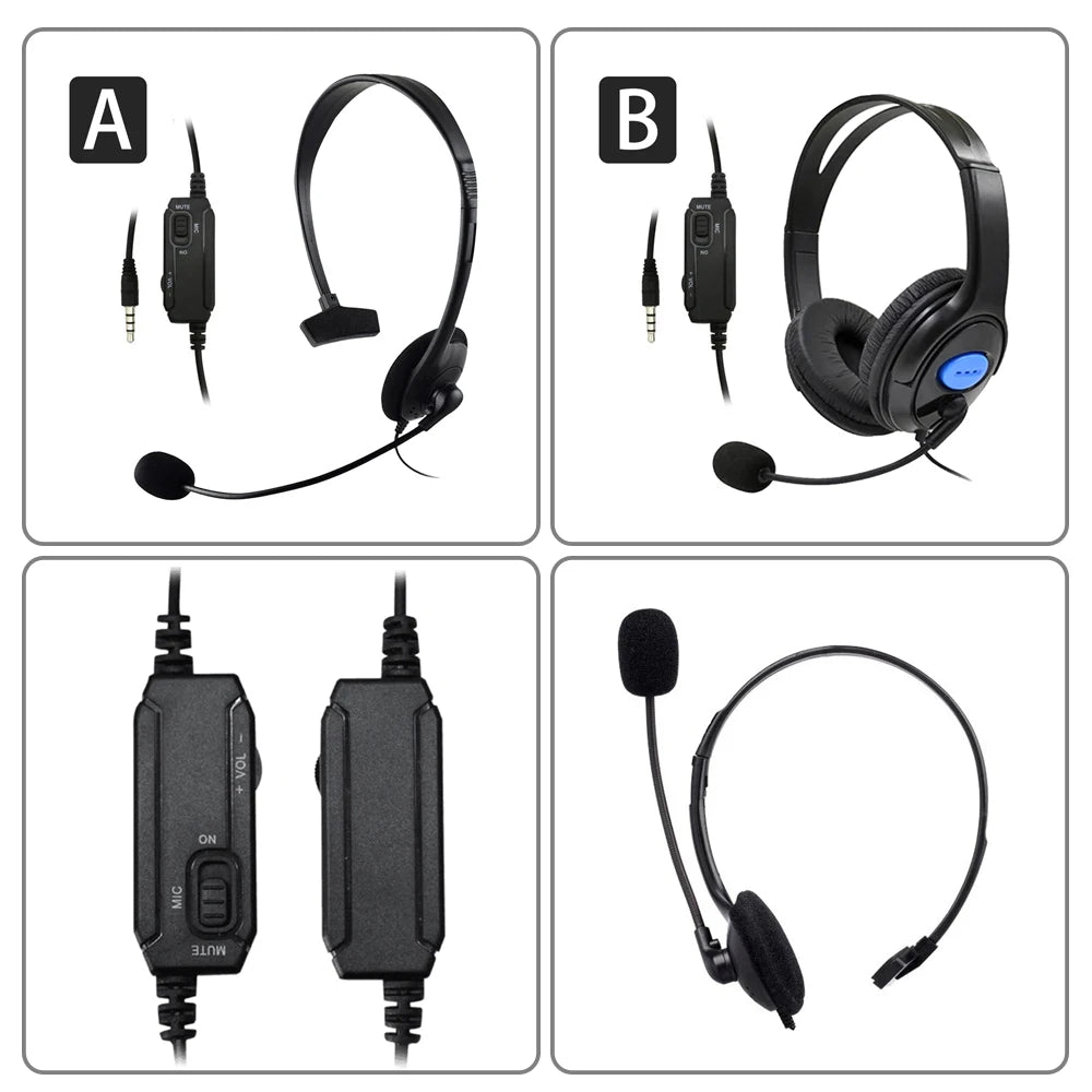 Headphones 3.5mm Wired Gaming Headset Earphones Music For PS4 Play Station 4 Game PC Chat computer With Microphone 120° Rotation