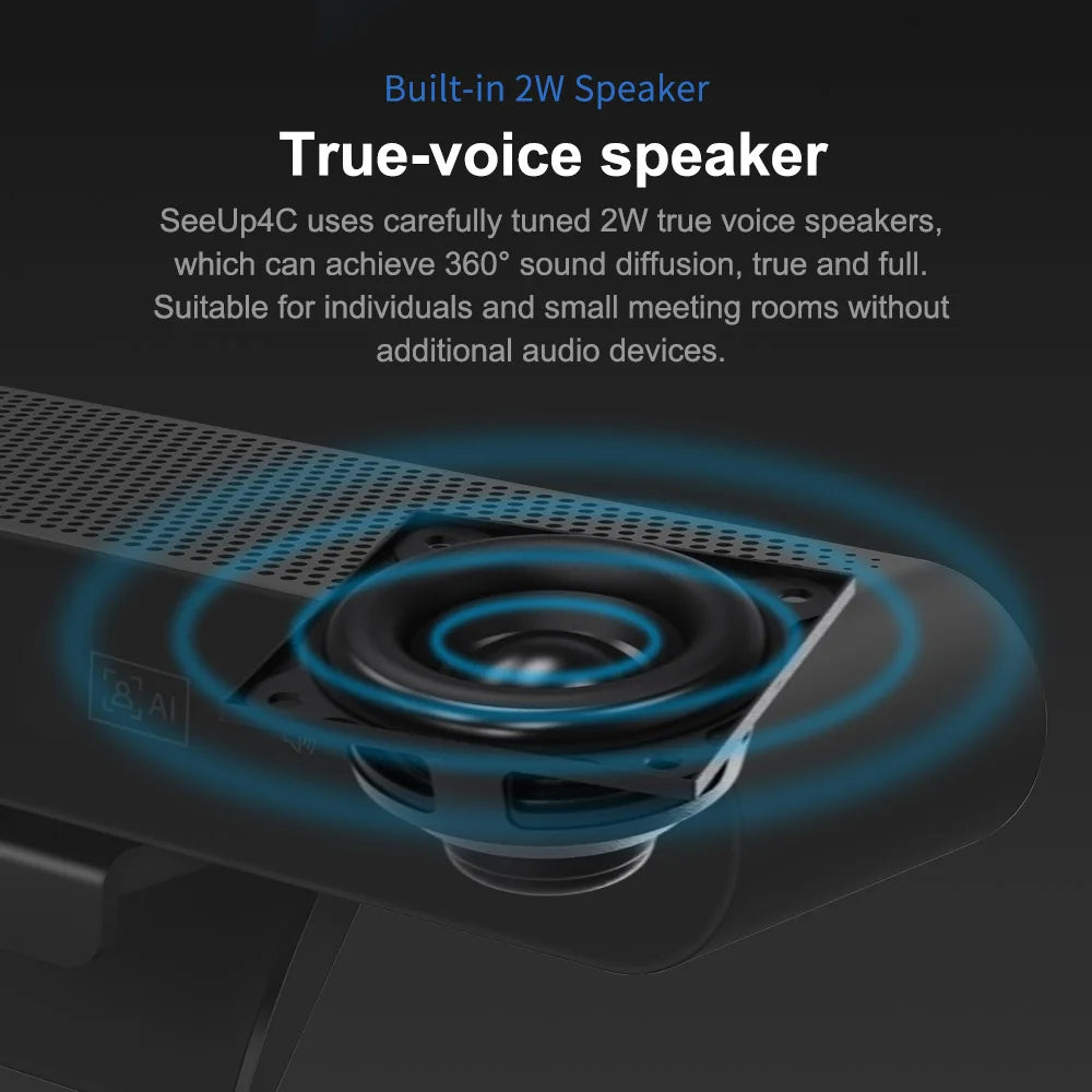 4K Webcam AI Voice Tracking with Mics Camera 4X Digital Zoom 30fps Auto Focus for PC Living Stream Online Meeting Video Camera