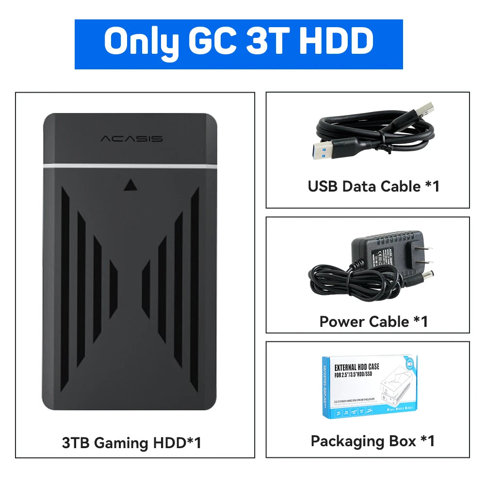 3TB Portable Gaming HDD LaunchBox/Retrobat/Playnite Retro Game Console with 17300+ AAA/3D/Retro Games for PS4/PS3/PS2/Switch/Wii
