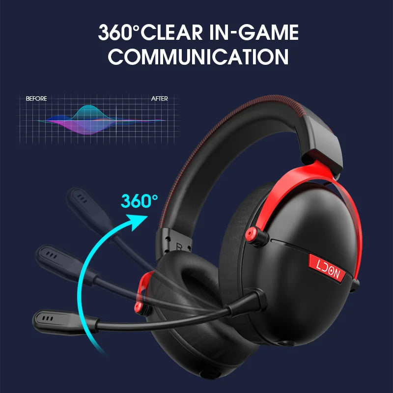 LDON F04 Gaming Wireless Headphone with Mic Over-Ear Headphones Bluetooth 5.3 40mm Driver 2.4G/Wireless Game Headsets