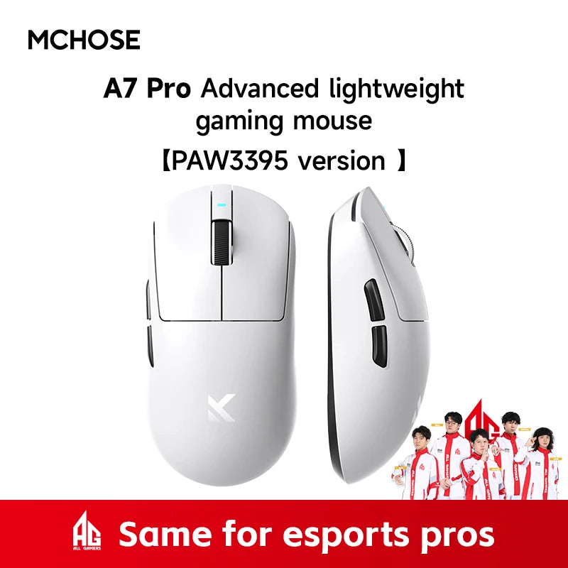 MCHOSE A7 Pro Ultra Wireless Gaming Mouse 59g Lightweight Office PAW3950 Dual 8K Polling Rate 42000 DPI 500mAh Ultra-low Latency