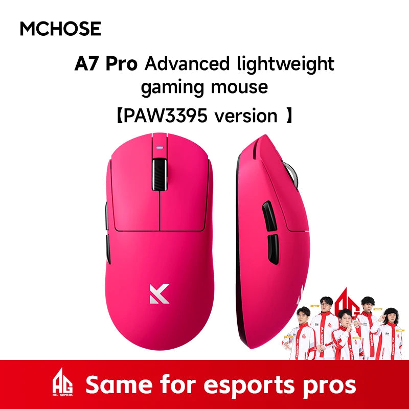 MCHOSE A7 Pro Ultra Wireless Gaming Mouse 59g Lightweight Office PAW3950 Dual 8K Polling Rate 42000 DPI 500mAh Ultra-low Latency