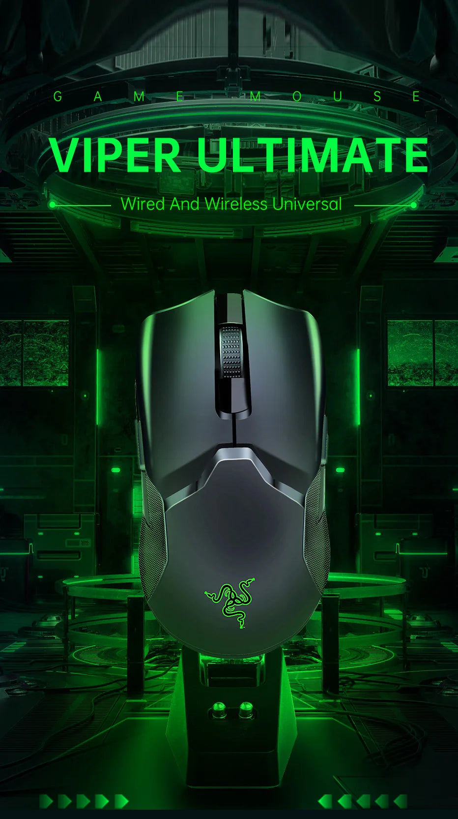 Razer Viper Ultimate Wireless Gaming Mouse (With Charging Base) Hyperspeed Optical Programmable Mouse For PC Laptop
