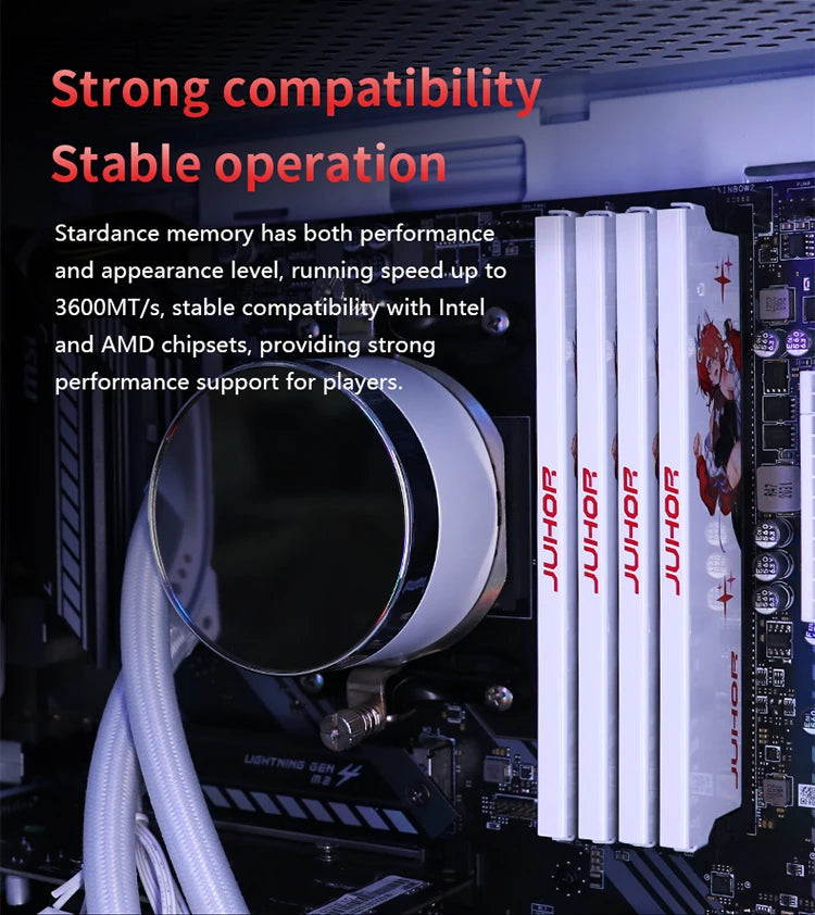 JUHOR Memoria Ram ddr4 8GB 16GB 3200MHz 3600MHz DIMM Desktop  Gaming Memory RAMS with White Heat Sink