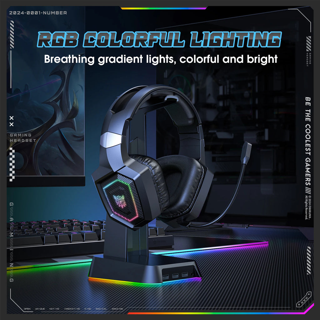 ONIKUMA Tri-Mode Headset Noise Cancelling HD Microphone Professional Gaming Wireless Headset