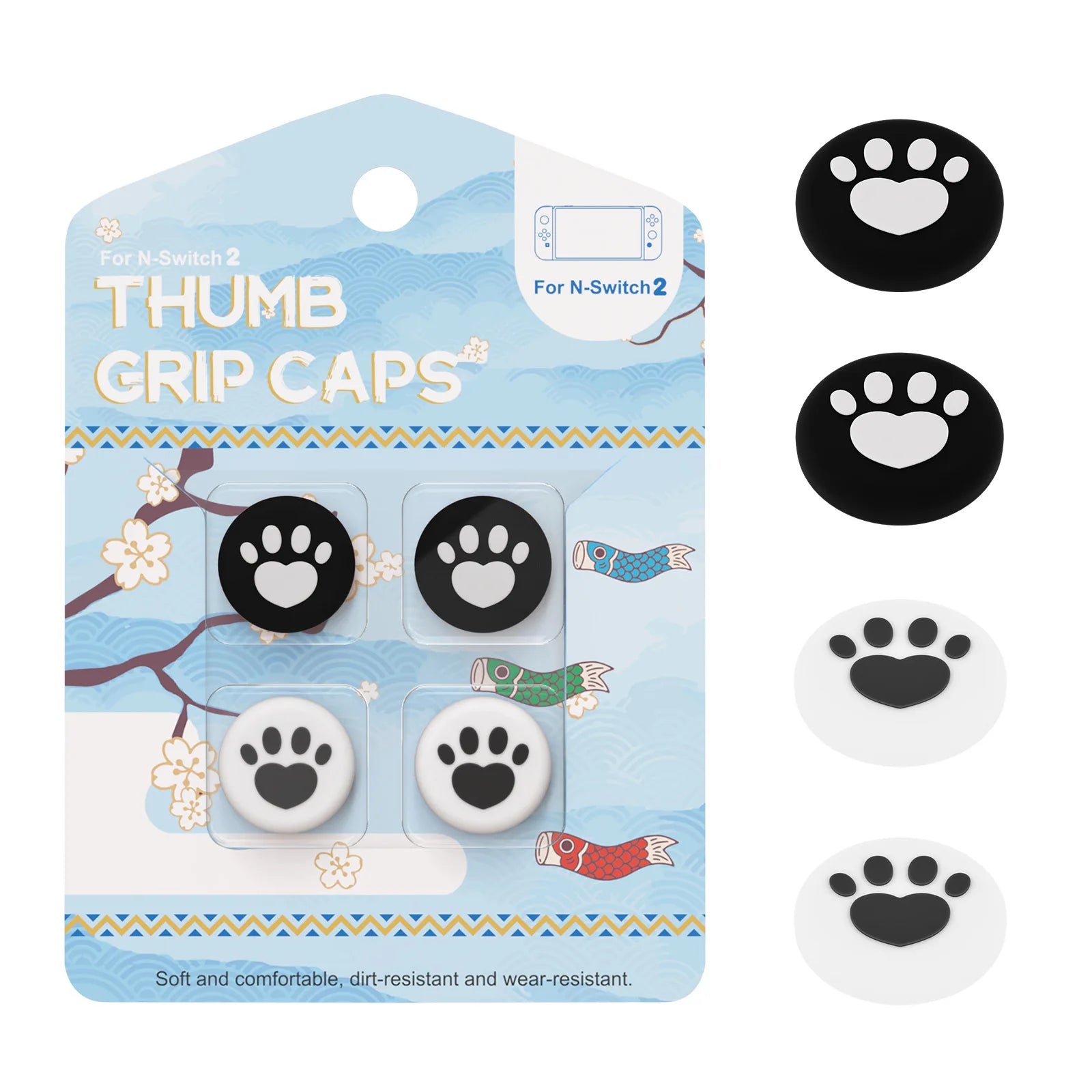 Thumb Skin Grips Caps for Nintendo Switch 2 Joystick Cover Case for Switch2 Silicone Soft Cat Paw Cover Game Console Accessories