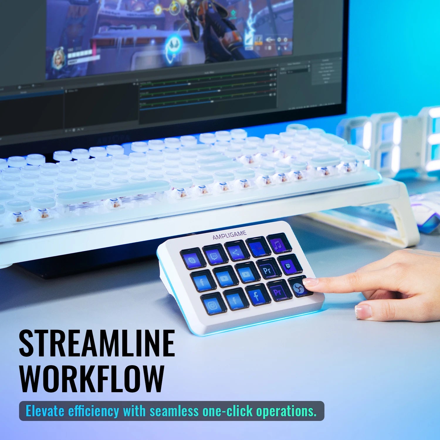 FIFINE D6 Macro Stream Controller App-Triggered Actions with 15-Key Programmable Deck for Live Streaming, for OBS/Twitch/YouTube
