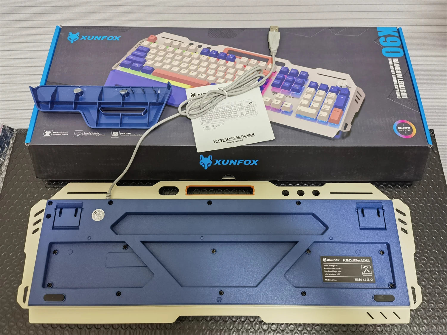 Gaming Keyboard 100% Layout Mechanical Feel 104 Key Spanish Russian Korean Arabic Keyboard Gamer Wired RGB Volume Knob Mouse K90