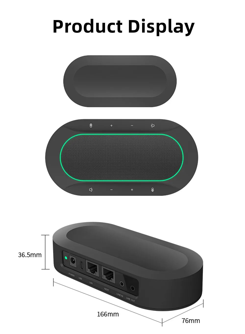 Omnidirectional Microphone for 300㎡ 1-8 360° Pickup Wireless Dongle Conference Speaker USB LAN for Meeting Classroom Easy Set up