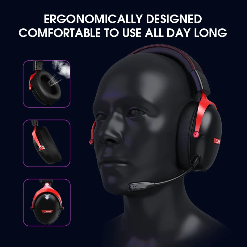 LDON F04 Gaming Wireless Headphone with Mic Over-Ear Headphones Bluetooth 5.3 40mm Driver 2.4G/Wireless Game Headsets
