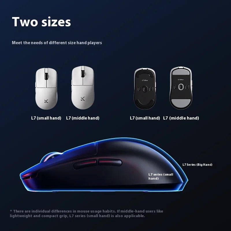 MCHOSE L7 Ultra+ Lightweight Mouse Wireless Tri-mode Bluetooth PAW3395 500mAh PC Esports Laptop Gaming Mice L7 Pro+ ﻿