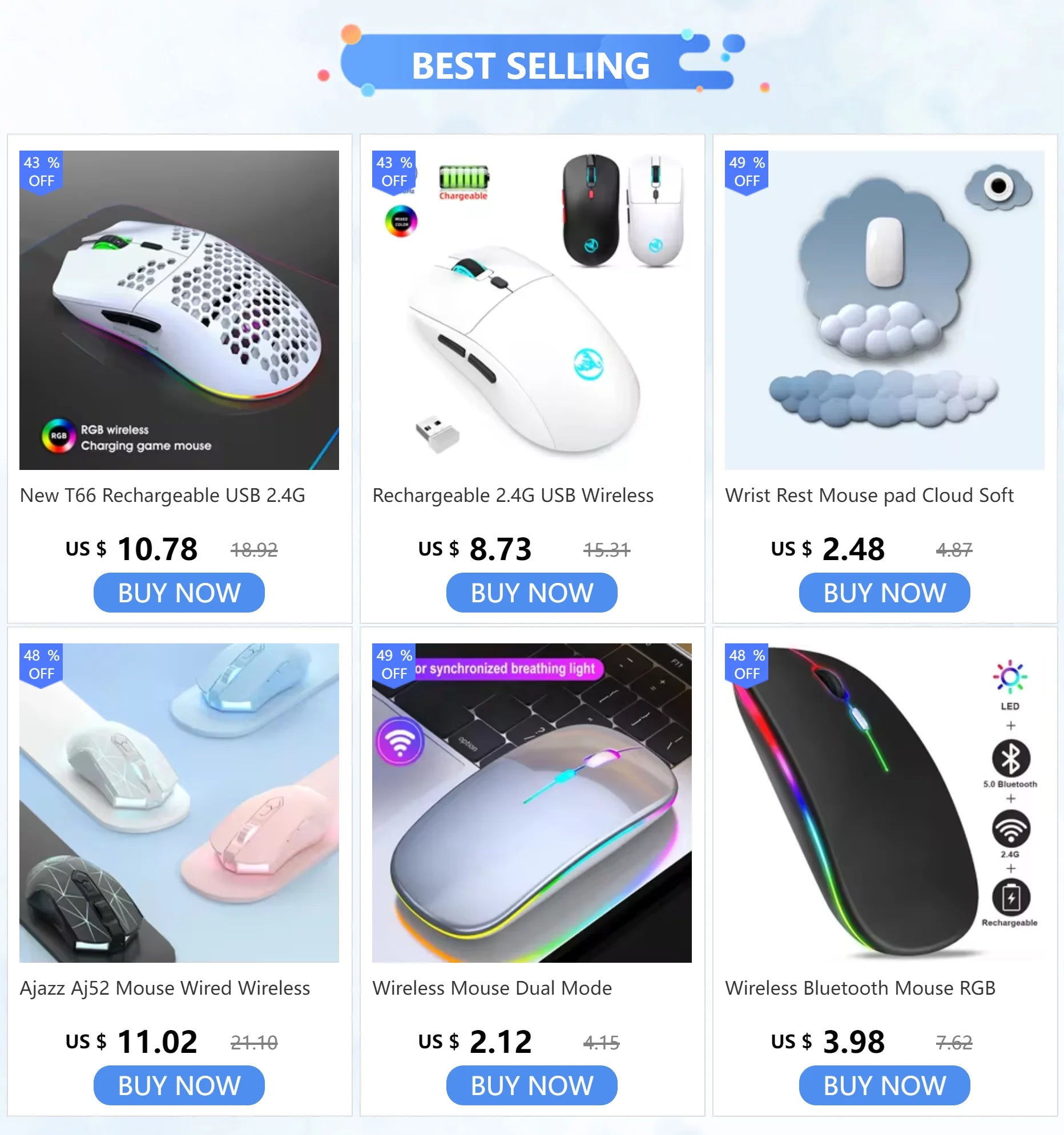 2.4G Wireless Gaming Mouse RGB Lighting Charging Mouse  with Adjustable DPI Ergonomic Honeycomb Design for Desktop Laptop