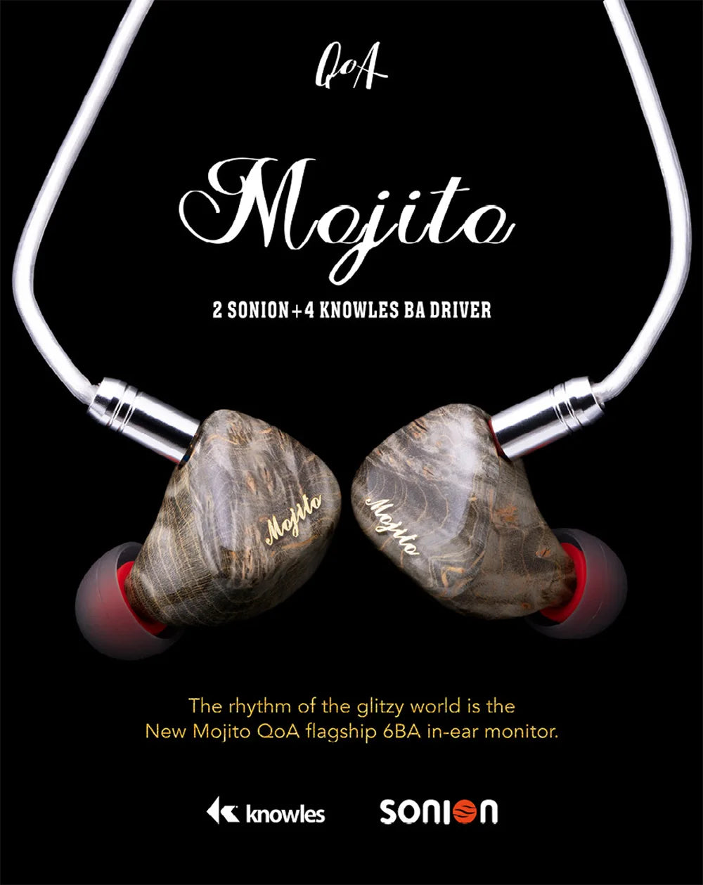 QoA Mojito 2 In Ear Earphones 2 Sonion BA+4 Knowles 6BA Driver Monitor HiFi Music 0.78 2pin Cable Headset Kinera IEMs Headphone