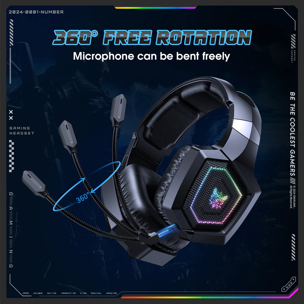 ONIKUMA Tri-Mode Headset Noise Cancelling HD Microphone Professional Gaming Wireless Headset