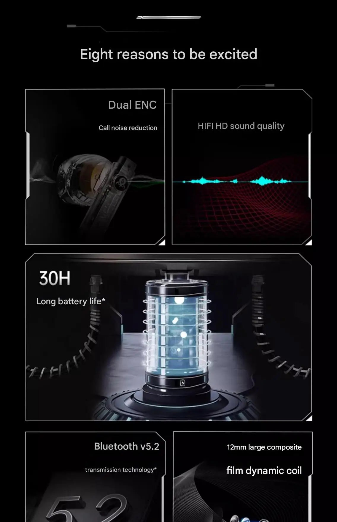 GravaStar P5 Bluetooth headset noise reduction HIFI sound quality long battery life semi-in-ear gaming mecha headset Gift