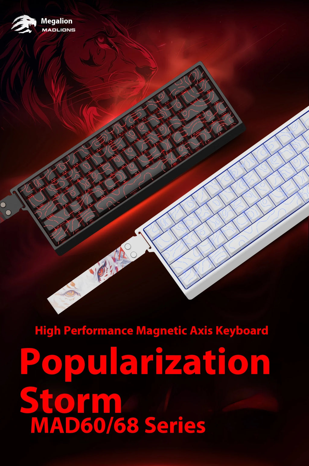 FGG Madcatz MAD60/68 HE Mad 60he 8K Mechanical Keyboard Magnetic Switch Madlions Mad 68he Wired Gaming Keyboards Gamer Custom