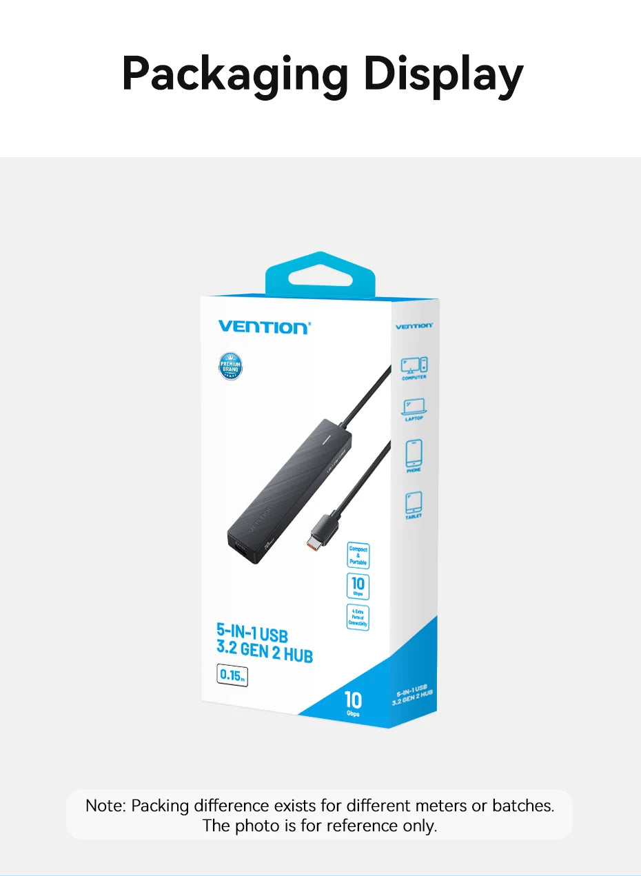 Vention New USB 3.2 Gen2 HUB 5 Ports Splitter 10Gbps USB A Type C HUB Multiport Adapter Laptop Expansion Desktop PC Accessories