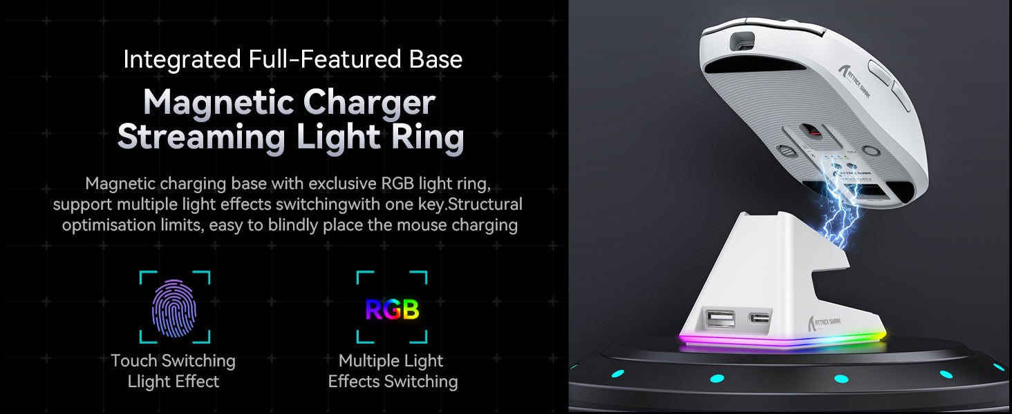 MAMBASNAKE x ATTACK SHARK X6 49g Superlight Wireless Gaming Mouse with Magnetic RGB Charging Base
