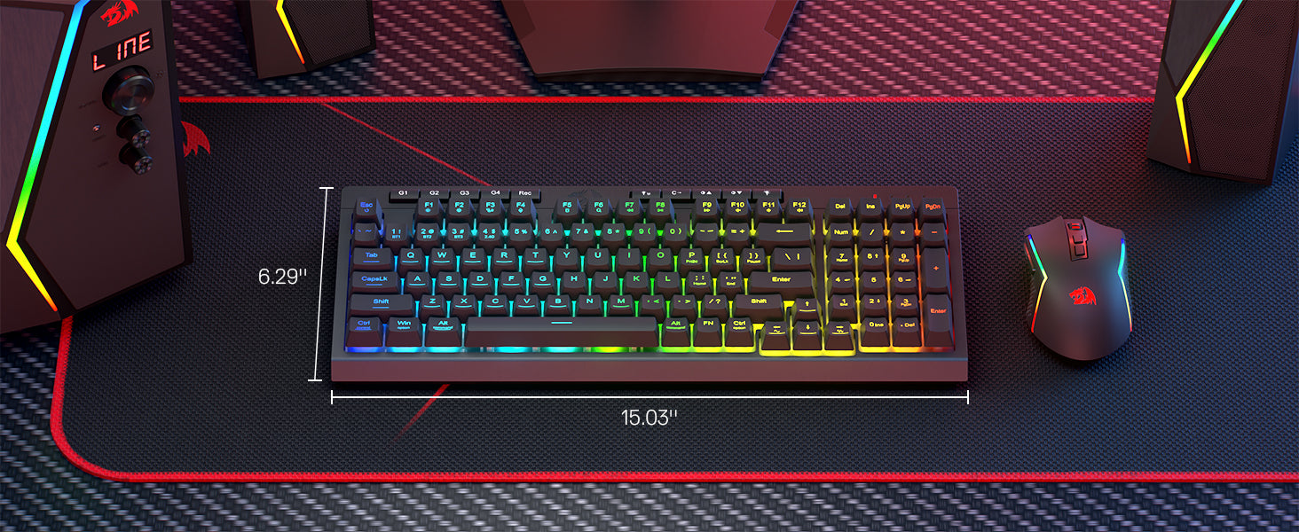 Redragon S142 Wireless Gaming Keyboard & Mouse Combo, 98 Keys K515 PRO Wireless RGB Membrane Keyboard