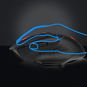 Redragon M656 Gainer Wireless Gaming Mouse, 4000 DPI 2.4Ghz Wireless Gamer Mouse w/ 5 DPI Levels, 7 Macro Buttons, Red LED Backl