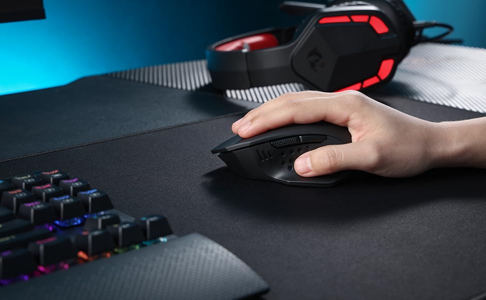 Redragon M656 Gainer Wireless Gaming Mouse, 4000 DPI 2.4Ghz Wireless Gamer Mouse w/ 5 DPI Levels, 7 Macro Buttons, Red LED Backl